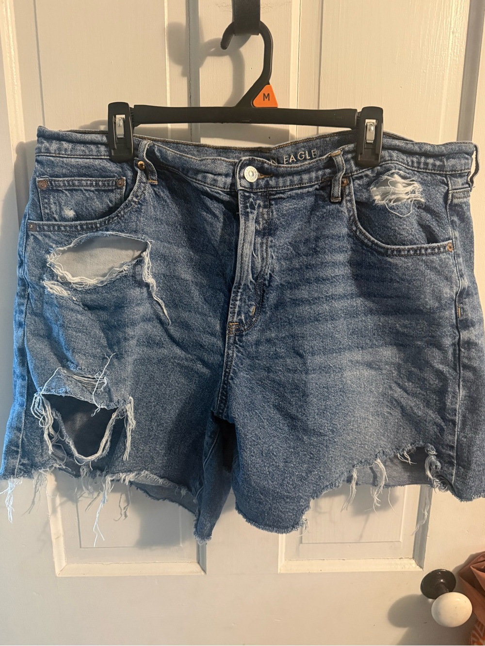 American Eagle Outfitters Distressed Blue Denim Strigid Shorts